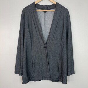 J. Jill Knit Jacket Blazer XLP Gray One Button Wearever Collection Strerch Women